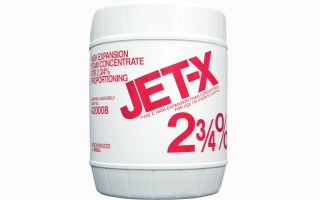 A can of fire-fighting foam labeled 'Jet-X'