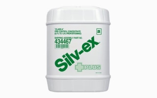 A can of fire-fighting foam labeled 'Silv-ex', from Ansul
