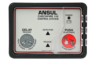 A Checkfire 110 unit for vehicular fire suppression from Ansul