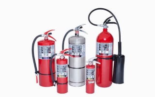 A set of different fire extinguishers from Ansul